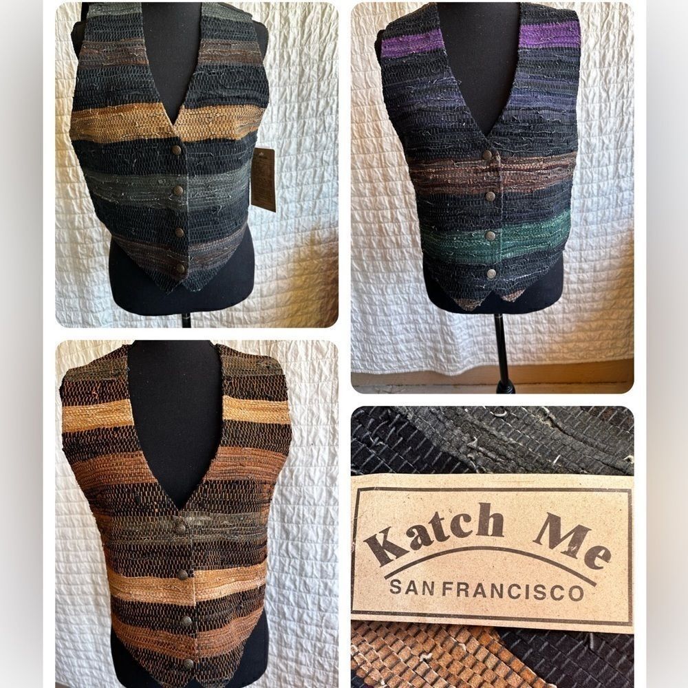 KATCH Me vintage handmade leather vests NWT 2 M 1 S
